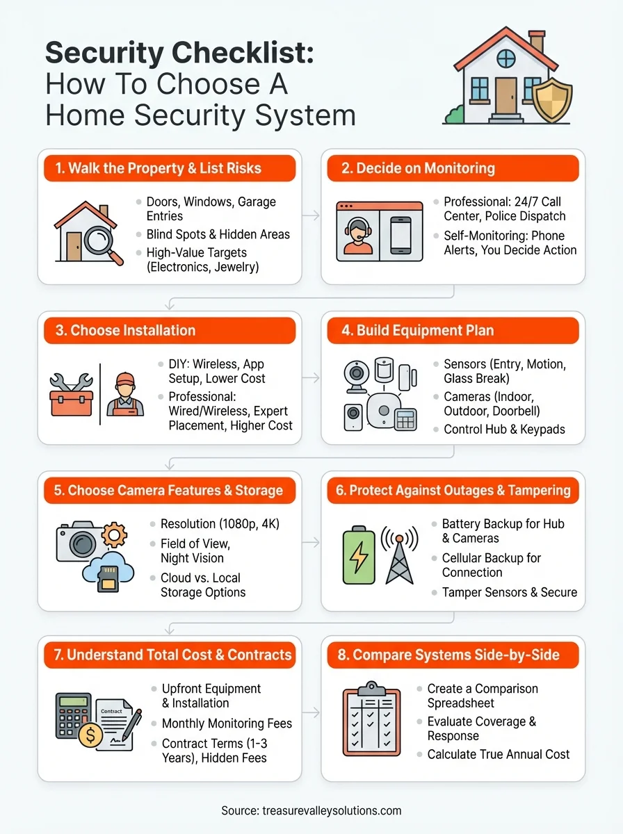 how to choose a home security system infographic